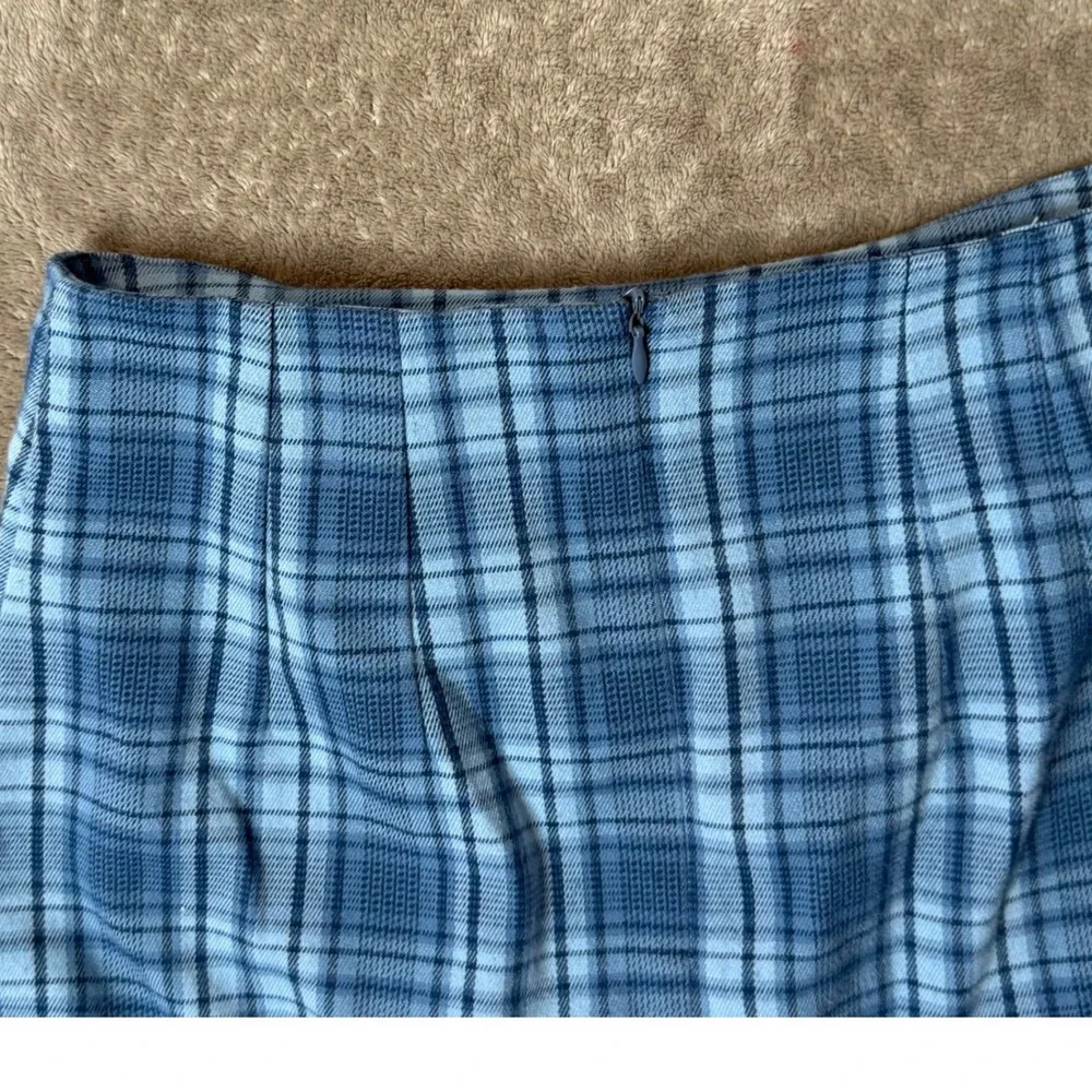 Brandy Melville Blue Plaid Cara Mini Skirt Splits Preppy Y2K Coquette‎ Clueless